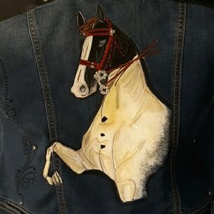 Custom Horse Themed Denim Vest